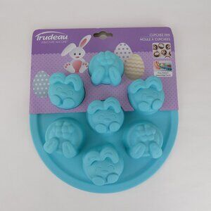 Trudeau Bunny Rabbit Cupcake Pan Structured Silicon BPA Free Baby Easter NEW